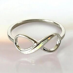 925 Sterling Silver Infinity White Opal Ring